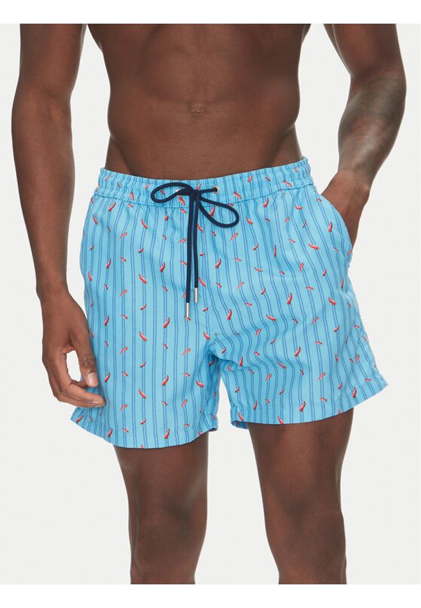 HOM Szorty kąpielowe Espelette 402993 Błękitny Regular Fit. Kolor: niebieski. Materiał: syntetyk
