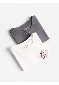Reserved - Bawełniany t-shirt z haftem 2 pack - wielobarwny. Materiał: bawełna. Wzór: haft #1