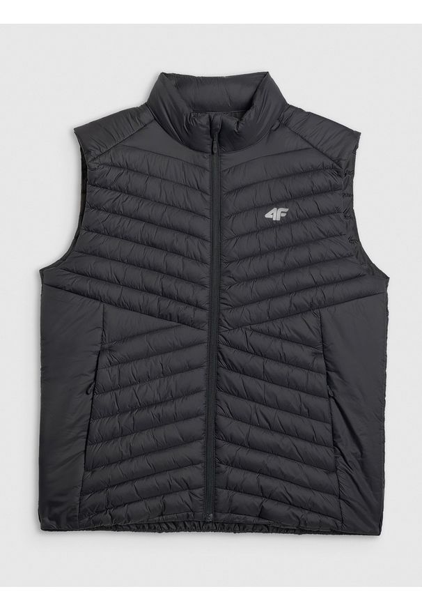 4f - 4F Bezrękawnik z wypełnieniem syntetycznym męski - czarny XL. Kolor: czarny. Materiał: syntetyk. Długość rękawa: bez rękawów. Wzór: jodełka