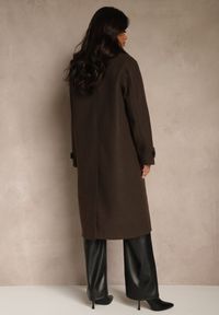 Renee - Brązowy Płaszcz Jednorzędowy z Wiskozą i Wełną Typu Trencz Maitila. Okazja: na co dzień, na spotkanie biznesowe. Kolor: brązowy. Materiał: wełna, wiskoza. Styl: klasyczny, casual, elegancki, biznesowy #5