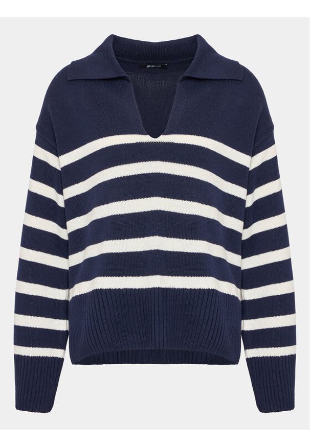 Sweter Gina Tricot. Kolor: niebieski. Materiał: bawełna, syntetyk