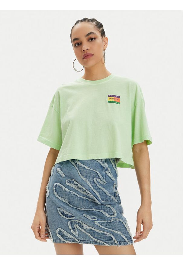Tommy Jeans T-Shirt Summer Flag DW0DW18141 Zielony Oversize. Kolor: zielony. Materiał: bawełna