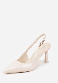 Born2be - Beżowe Szpilki VICES z Odkrytą Piętą i Elegancką Aplikacją przy Pasku Naterena. Okazja: na co dzień. Zapięcie: pasek. Kolor: beżowy. Materiał: jeans. Wzór: aplikacja. Obcas: na szpilce. Styl: elegancki #8