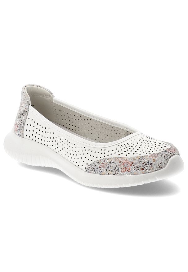 Półbuty damskie S.Barski, ze skóry naturalnej licowej ażurowa cholewka lekka podeszwa wygodne casual, białe, LR61-7036. Okazja: na co dzień. Kolor: biały. Materiał: skóra. Szerokość cholewki: normalna. Wzór: ażurowy. Styl: casual