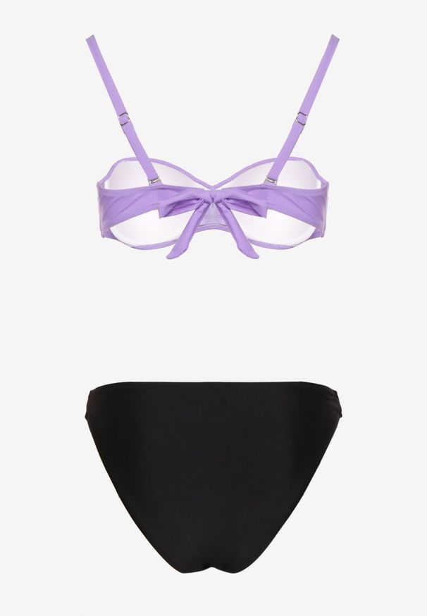 Renee - Fioletowe Bikini Majtki Figi i Biustonosz z Marszczeniem Sepiana. Kolor: fioletowy