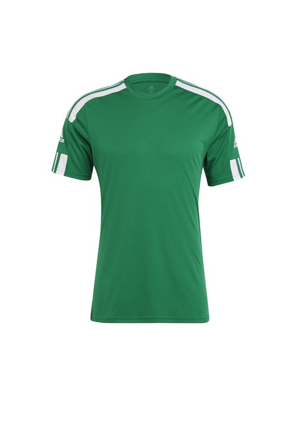 Adidas - Koszulka męska adidas Squadra 21 JSY SS. Kolor: biały, wielokolorowy, zielony. Materiał: jersey, poliester. Sport: piłka nożna