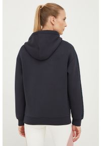 Guess bluza damska kolor granatowy z kapturem z aplikacją. Typ kołnierza: kaptur. Kolor: niebieski. Materiał: materiał, dzianina, wiskoza. Wzór: aplikacja #5