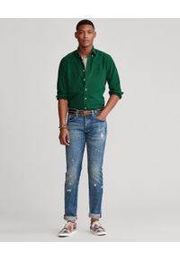 Ralph Lauren - RALPH LAUREN - Zielona koszula Oxford Classic Fit. Okazja: na co dzień. Typ kołnierza: polo. Kolor: zielony. Materiał: jeans, bawełna. Wzór: haft. Styl: casual #3