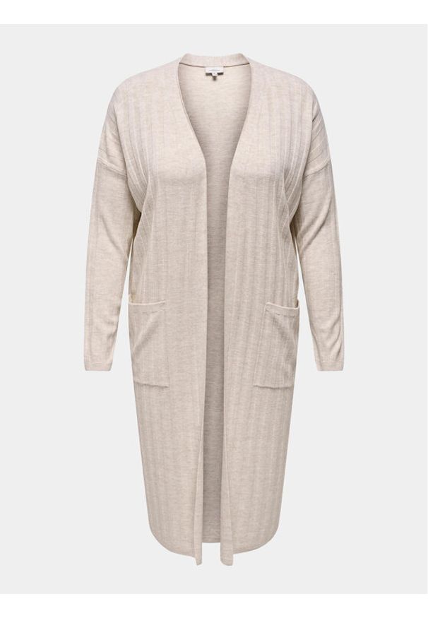 ONLY Carmakoma Kardigan 15282289 Beżowy Regular Fit. Kolor: beżowy. Materiał: syntetyk