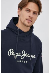 Pepe Jeans Bluza bawełniana George Hoody męska kolor granatowy z kapturem z nadrukiem. Okazja: na co dzień. Typ kołnierza: kaptur. Kolor: niebieski. Materiał: bawełna. Wzór: nadruk. Styl: casual #5