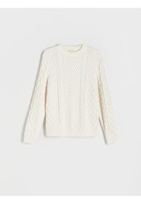 Reserved - Sweter z dodatkiem wełny - biały. Kolor: biały. Materiał: wełna