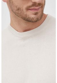 United Colors of Benetton sweter bawełniany męski kolor beżowy. Kolor: beżowy. Materiał: bawełna. Długość rękawa: długi rękaw. Długość: długie