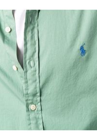 Ralph Lauren - RALPH LAUREN - Zielona koszula z logo polo Slim Fit. Typ kołnierza: polo. Kolor: zielony. Materiał: bawełna. Długość rękawa: długi rękaw. Długość: długie