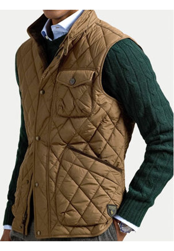 Polo Ralph Lauren Kamizelka 710940375006 Brązowy Regular Fit. Typ kołnierza: polo. Kolor: brązowy. Materiał: syntetyk