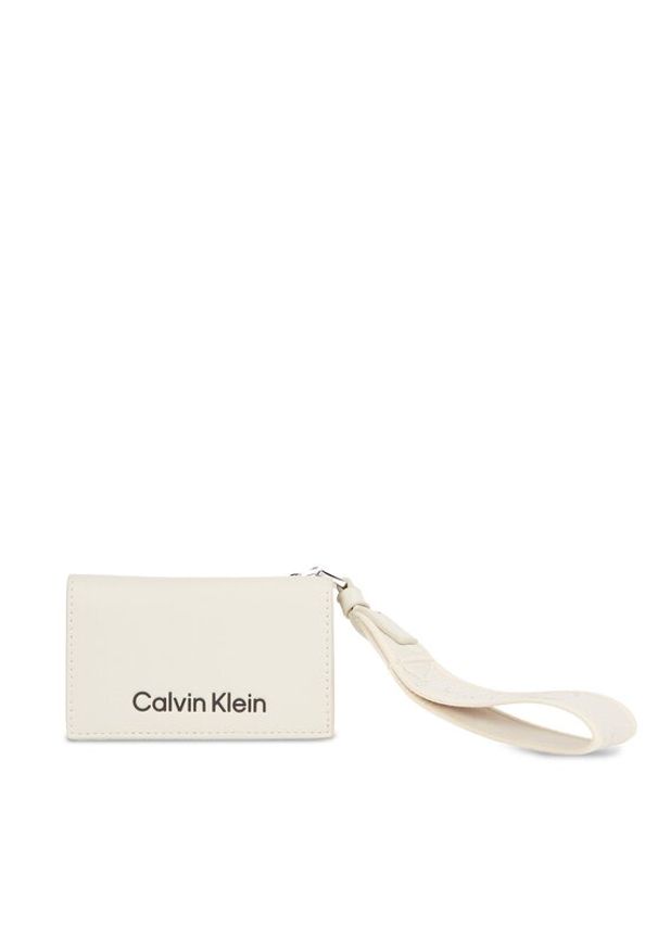 Calvin Klein Mały Portfel Damski Gracie K60K611689 Beżowy. Kolor: beżowy. Materiał: skóra