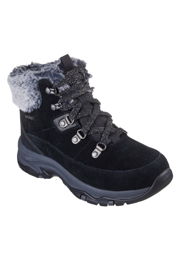 skechers - Trapery damskie, Trego - Snow Worries. Kolor: czarny. Styl: sportowy