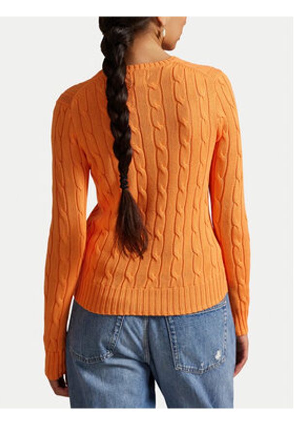 Polo Ralph Lauren Sweter 211971869014 Pomarańczowy Slim Fit. Typ kołnierza: polo. Kolor: pomarańczowy. Materiał: bawełna