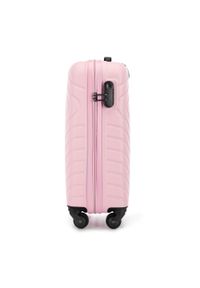 Wittchen - Walizka kabinowa z ABS-u z geometrycznym tłoczeniem jasny różowa. Kolor: różowy. Materiał: poliester. Wzór: geometria #9