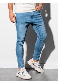 Ombre Clothing - Spodnie męskie jeansowe P923 - jasnoniebieskie - XXL. Kolor: niebieski. Materiał: jeans #3
