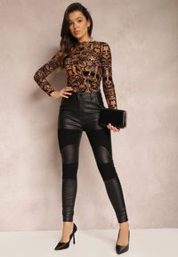 Renee - Czarne Spodnie Skinny z Imitacji Skóry Egal. Kolor: czarny. Materiał: skóra. Sezon: jesień, zima #4