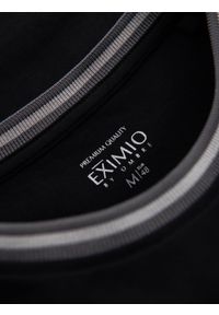 Ombre Clothing - Bawełniany longsleeve męski z dekoltem U w paski i haftem – czarny V4 - Rozmiar: XL. Kolor: czarny. Materiał: bawełna. Długość rękawa: długi rękaw. Wzór: haft, paski. Styl: sportowy #7