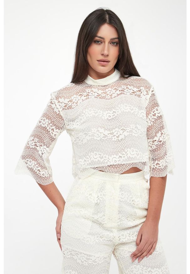 Twinset Milano - Bluzka damska koronkowa TWINSET. Materiał: koronka
