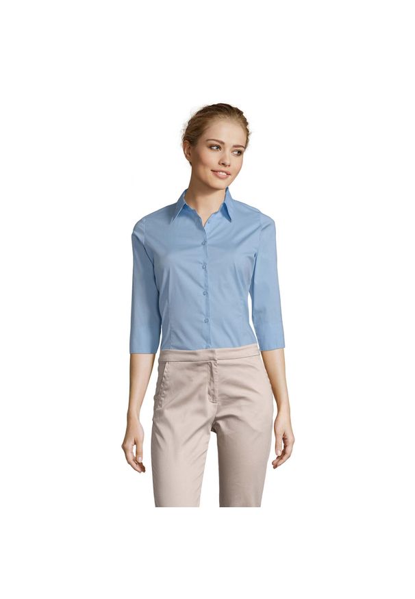 SOL'S - Bluzka Damska Z Elastycznym Rękawem 3/4. Okazja: na co dzień. Kolor: turkusowy, niebieski, wielokolorowy. Styl: casual