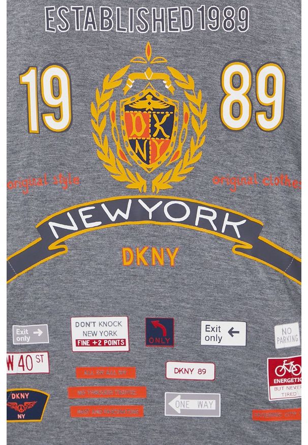 DKNY - Dkny - Koszulka nocna. Kolor: szary. Materiał: dzianina. Wzór: nadruk