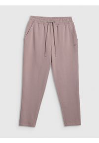 4f - 4F Spodnie dresowe damskie - beżowe L. Stan: podwyższony. Kolor: beżowy. Materiał: dresówka. Sport: turystyka piesza, fitness #1