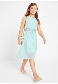 bonprix - Sukienka szyfonowa z cekinami. Okazja: na imprezę. Kolor: zielony. Materiał: szyfon. Długość rękawa: na ramiączkach. Wzór: aplikacja #2