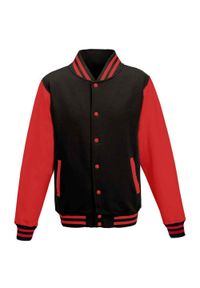 AWDIS - Kurtka Unisex Varsity Dla Dorosłych Z Polibawełny. Kolor: czerwony, wielokolorowy, czarny