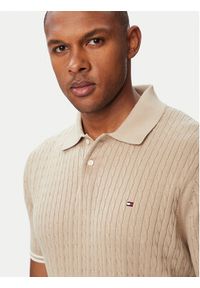 TOMMY HILFIGER - Tommy Hilfiger Polo MW0MW40701 Beżowy jasny Regular Fit. Typ kołnierza: polo. Kolor: beżowy. Materiał: bawełna #5