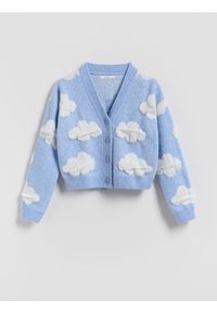 Reserved - Kardigan we wzory - jasnoniebieski. Kolor: niebieski. Materiał: dzianina #1