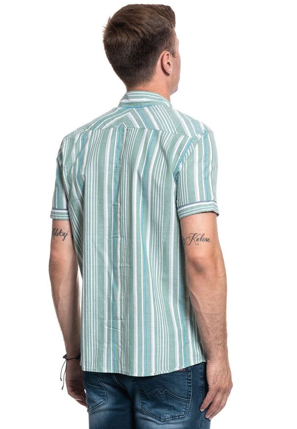 Mustang - MĘSKA KOSZULA MATERIAŁOWA MUSTANG COLLIN BASIC STRIPE 1009578 11742. Materiał: materiał