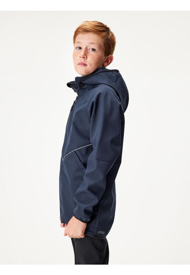 UNUO - Kurtka softshellowa dziecięca z polarem Slim, Tm. Niebiesko-czarny. Kolor: niebieski. Materiał: materiał, poliester, softshell. Sezon: jesień, wiosna