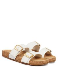 TOMMY HILFIGER - Tommy Hilfiger Klapki Double Strap Cork Sandals FW0FW09118 Biały. Kolor: biały. Materiał: skóra #3