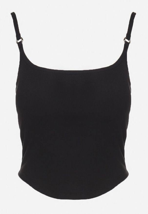 Born2be - Czarny Top na Regulowanych Ramiączkach Deviosa. Okazja: na co dzień. Kolor: czarny. Materiał: materiał. Długość rękawa: na ramiączkach. Styl: elegancki, casual, klasyczny