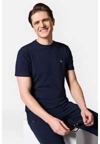 Lancerto - Koszulka Granatowa z Bawełną Linus. Kolor: niebieski. Materiał: elastan, bawełna