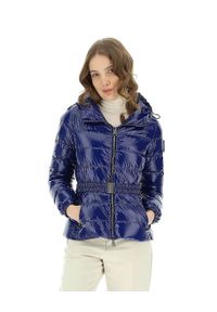 HERNO - Niebieska pikowana kurtka z paskiem. Kolor: niebieski #1