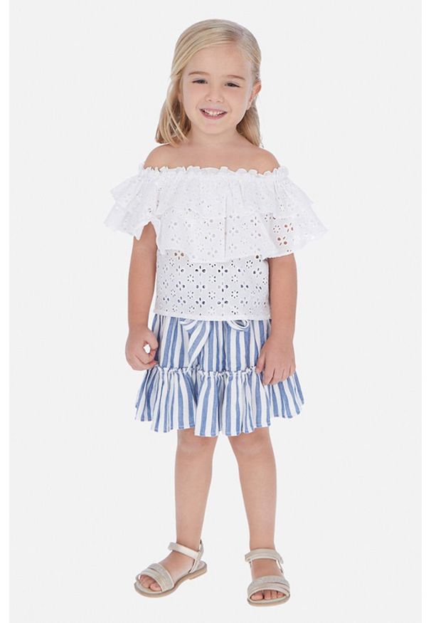 Mayoral - Spódnica dziecięca 92-134 cm. Kolor: niebieski. Materiał: tkanina, len, wiskoza, bawełna
