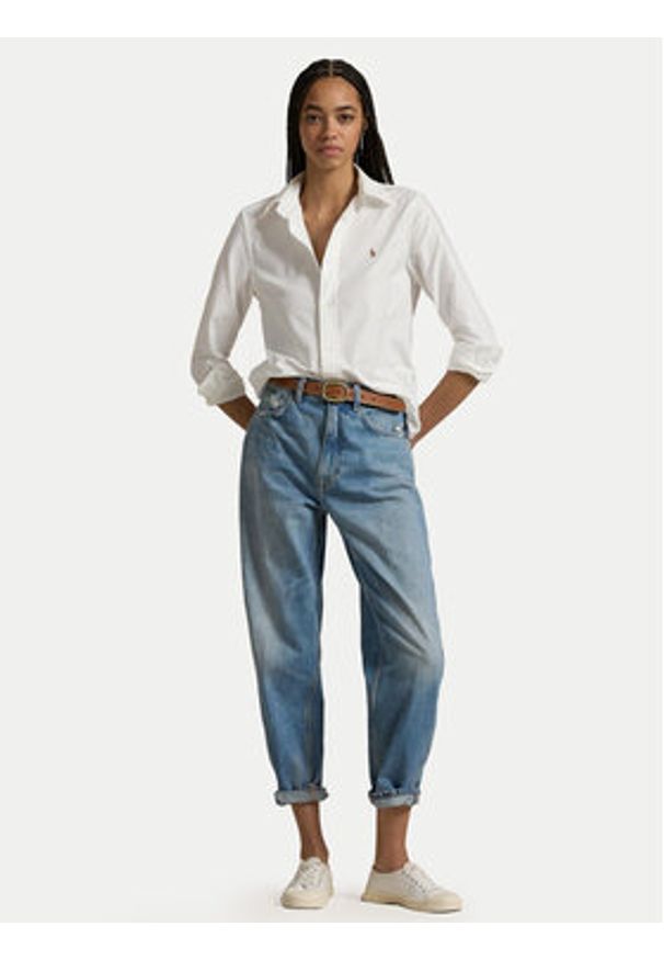 Polo Ralph Lauren Koszula 211941520002 Biały Slim Fit. Typ kołnierza: polo. Kolor: biały. Materiał: bawełna