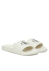 Calvin Klein Jeans Klapki Slide Monologo Cv YM0YM01367 Biały. Kolor: biały. Materiał: materiał #2