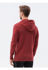 Ombre Clothing - Sweter męski z kapturem - ciemnoczerwony V6 E187 - XXL. Typ kołnierza: kaptur. Kolor: czerwony. Materiał: nylon, bawełna