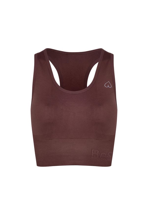 BESHAPED - Stanik Sportowy BeShaped Body Boost Regulowany. Kolor: brązowy. Materiał: nylon. Sport: joga i pilates