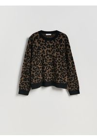 Reserved - Sweter w panterkę - wielobarwny. Materiał: wełna, dzianina. Wzór: motyw zwierzęcy
