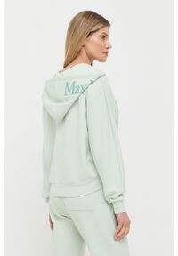Max Mara Leisure bluza damska kolor zielony z kapturem gładka. Typ kołnierza: kaptur. Kolor: zielony. Materiał: dzianina. Wzór: gładki #2