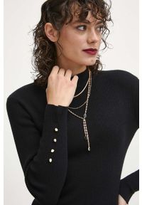 medicine - Medicine sweter damski kolor czarny lekki. Kolor: czarny. Materiał: dzianina, prążkowany. Długość rękawa: długi rękaw. Długość: długie #5