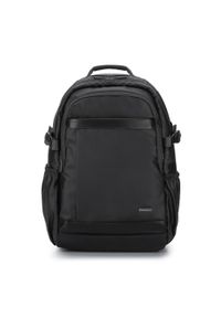 Wittchen - Męski plecak na laptopa 15,6’’ z lamówką z ekoskóry czarny. Kolor: czarny. Materiał: poliester. Styl: biznesowy, elegancki #1