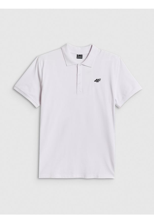 4f - 4F Koszulka polo regular męska - biała S. Okazja: na spacer, na co dzień, do pracy. Typ kołnierza: polo. Kolor: biały. Materiał: dzianina, bawełna, materiał. Styl: casual, klasyczny