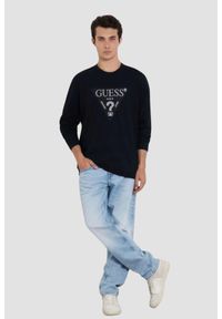 Guess - GUESS Granatowy męski longsleeve Ls Cn, Rozmiar XL. Kolor: niebieski. Materiał: bawełna. Długość rękawa: długi rękaw. Długość: długie #5